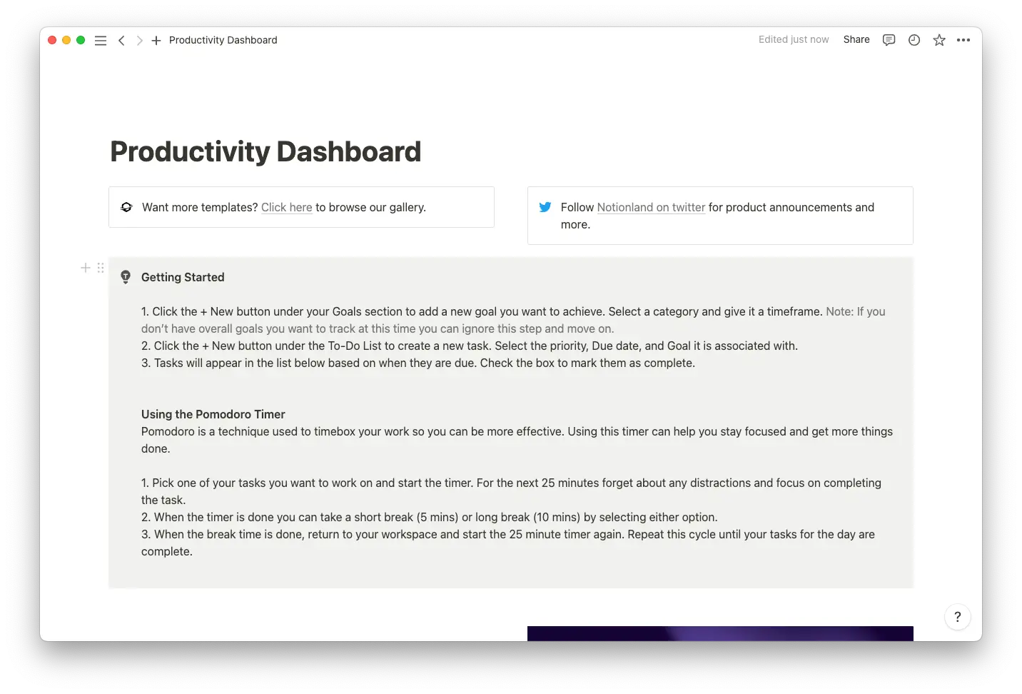 Productivity dashboard template thumbnail