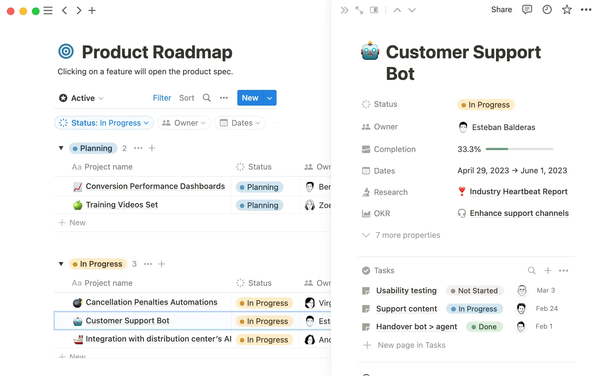 Product team os roadmap task